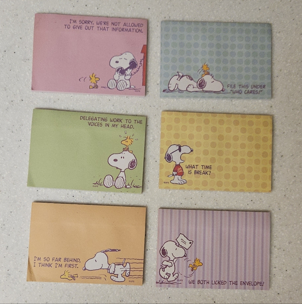 Snoopy Sticky Notes, set of 6